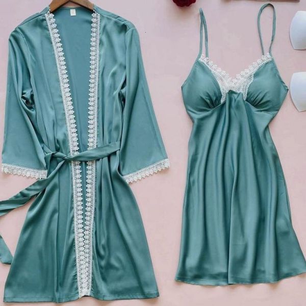 

women's sleepwear robe set female ice silk kimono gown thin suspender nightgown&bathrobe summer sets women outfits with breas, Black;red