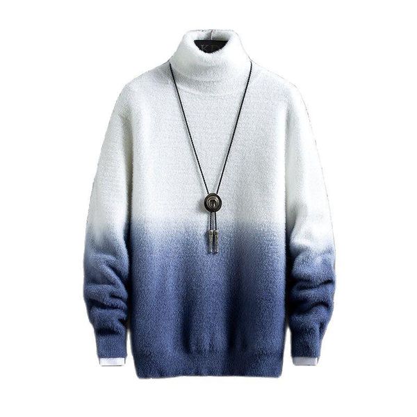 

men's sweaters autumn and winter mink reversible turtleneck sweater 2021 thickened youth versatile, White;black