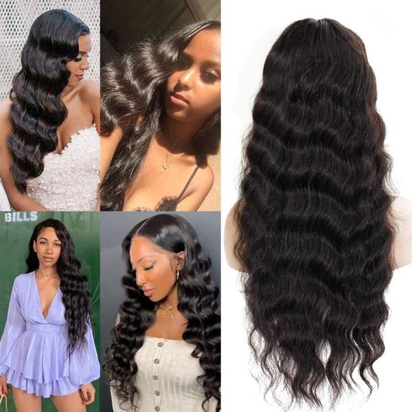 

lace wigs malaysian loose deep wave wig closure human hair for black women pre plucked bleached knots, Black;brown
