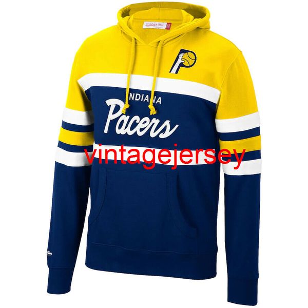 

indiana mitchell & ness head coach pullover hoodie size s-3xl, Blue;black