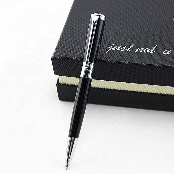 

luxury metal business writing ballpoint pen silver clip roller ball name pens school student office gifts stationery gift box, Blue;orange