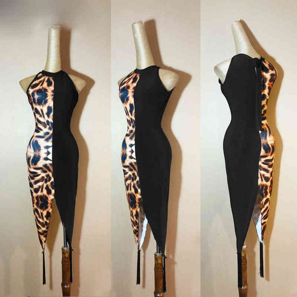 

stage wear style ysweyomic latin dance costume women clothes leopard black sleeveless training american dresses lyhw, Black;red