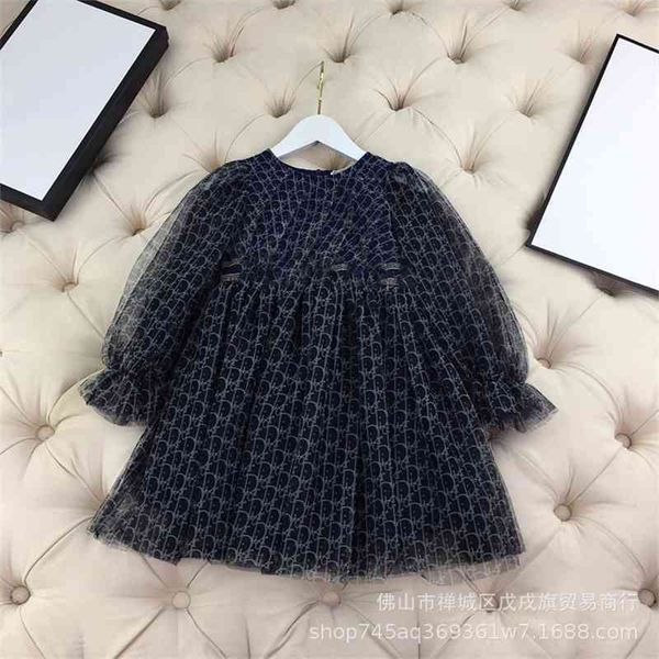 

gaoding autumn wind girls princess skirt letter soft yarn middle school children's long sleeve elegant dress, Red;yellow