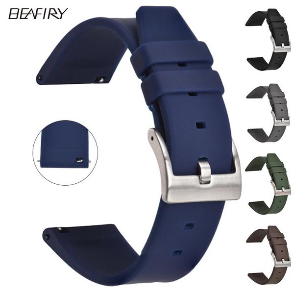 

watch bands beafiry soft silicone band strap 18mm 20mm 22mm waterproof watchband for men women belt black blue brown grey green, Black;brown