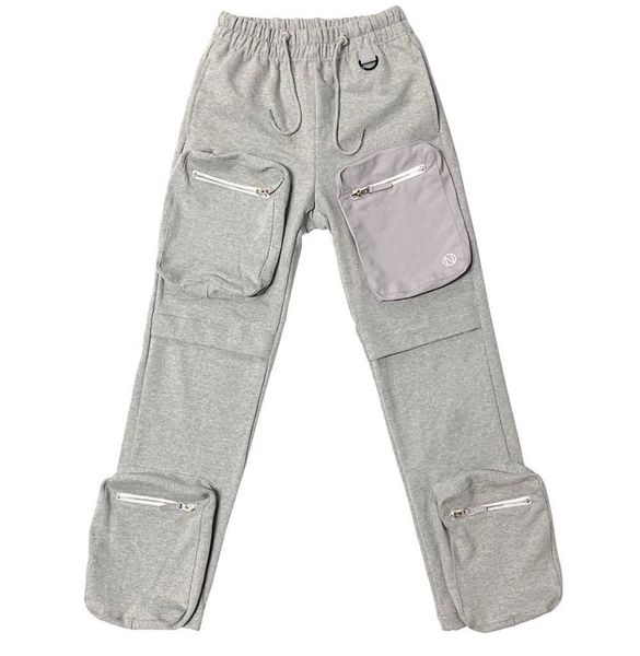 

a1 quality multi-pocket cargo pants men women joggers drawstring sweatpants trousers, Black