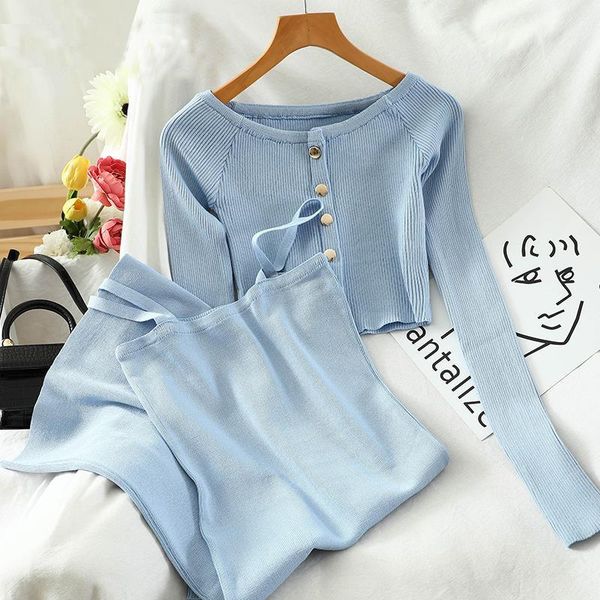 

casual dresses simple ins autumn winter slim slimming sling bag hip dress + solid color short strapless knitted sweater two-piece set, Black;gray