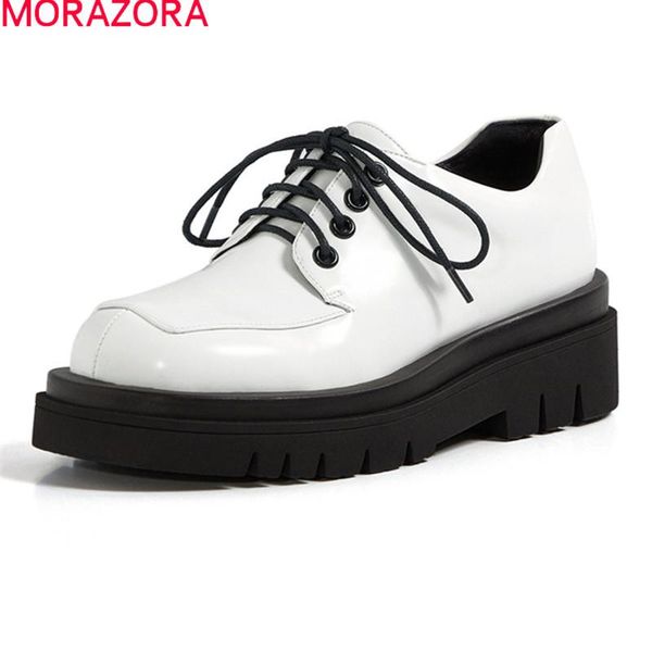

dress shoes morazora 2021 spring autumn women pumps fashion lace up casual ladies black color single for woman