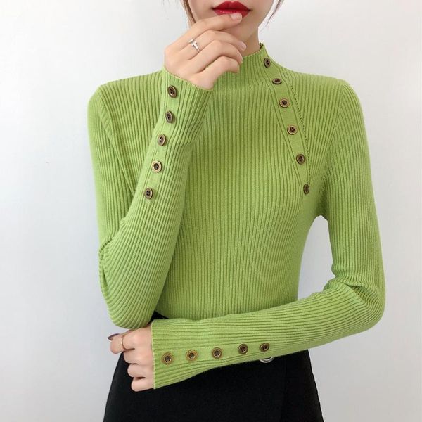 

women's sweaters 2021 women sweater green elasticity turtleneck female pullover full sleeve warm soft autumn winter casual knit bottomi, White;black
