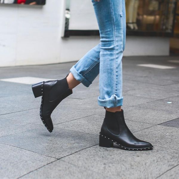 

boots sharp low woman tide boot 2021 square heel 40-43, Black