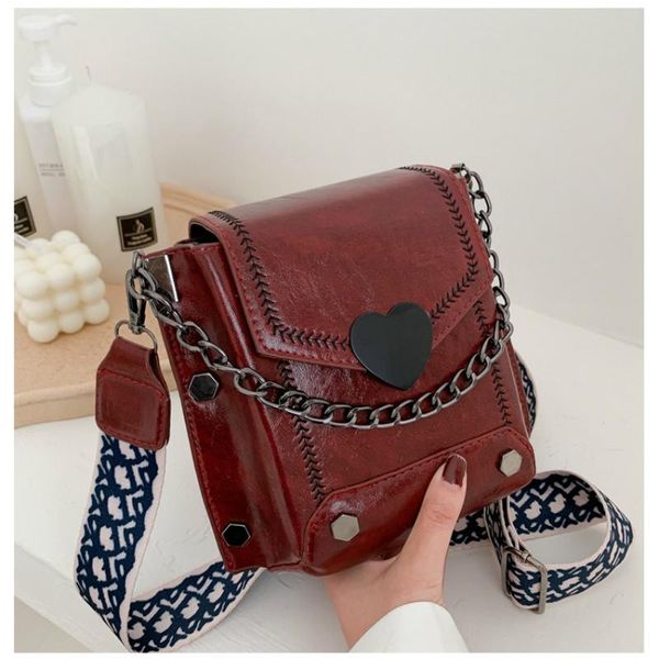

evening bags 2021 women messenger bag wide shoulder strap chain design fashion square flap crossbody for heart