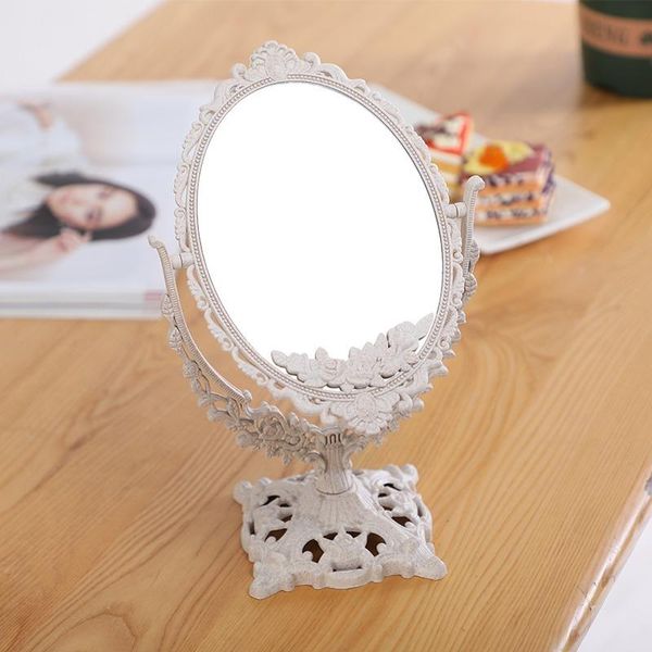 

mirrors girl woman makeup mirror double-sided rotating table european retro round