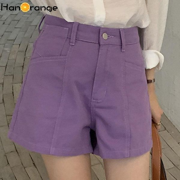 

women's jeans solid color denim shorts women 2021 summer high waist a-line casual straight pants female, Blue