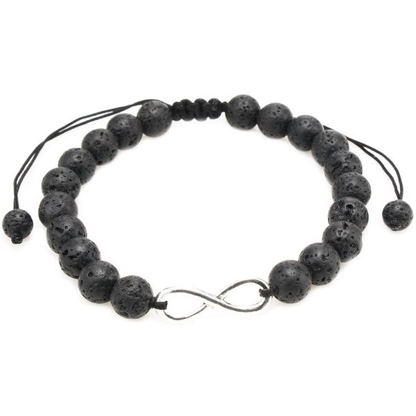 

70% off 2021 new volcanic stone bead bracelet 8-character braided bracelet for lovers, Black