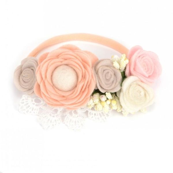 

2021 diy felt flower on nylon headband flet flower crown for babys spring headband infant hair accessory, Slivery;white