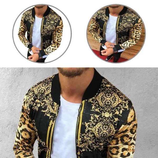 

men's jackets winter coat leopard print simple tight wrist men zipper, Black;brown