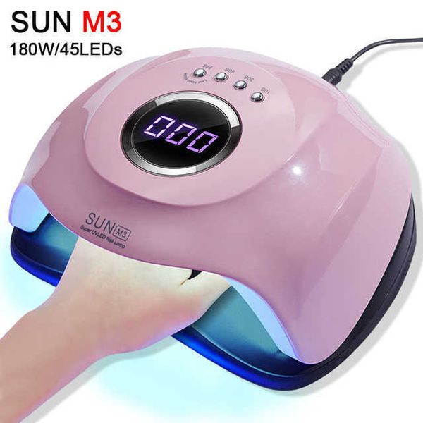 

180w led uv lamp for drying gel polish varnish ice lamp for manicure semi-permanent drying fingernail and toenail gel lamp 210608