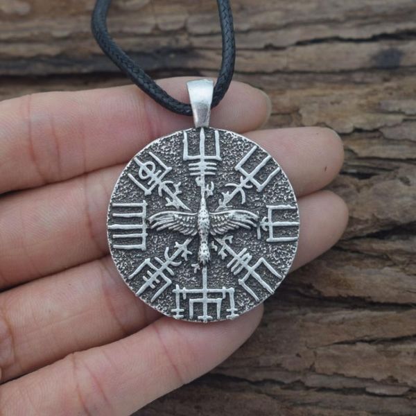 

pendant necklaces 12pcs odin raven vegvisir compass necklace nordic viking animal amulet jewelry for men women, Silver