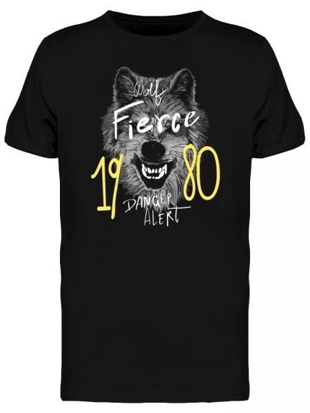 

Typography Slogan Fierce Wolf Men's Tee -Image by Shutterstock, White;black