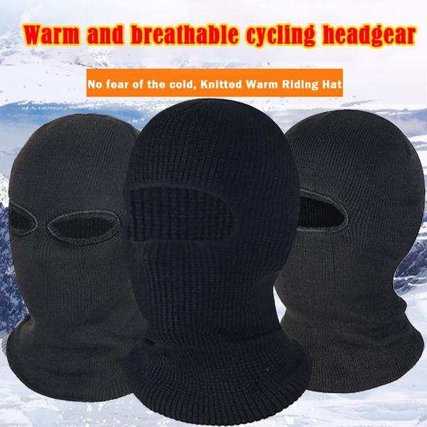 

men women cycling caps riding windproof plush facemask protection warm winter hat running skiing bicycle cap bandana & masks, Black