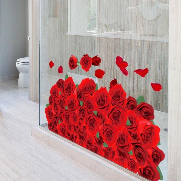 

creative romantic 3d rose flower wall stickers furnishings living room tv decoration removable sticker home decor decal art wallpapers