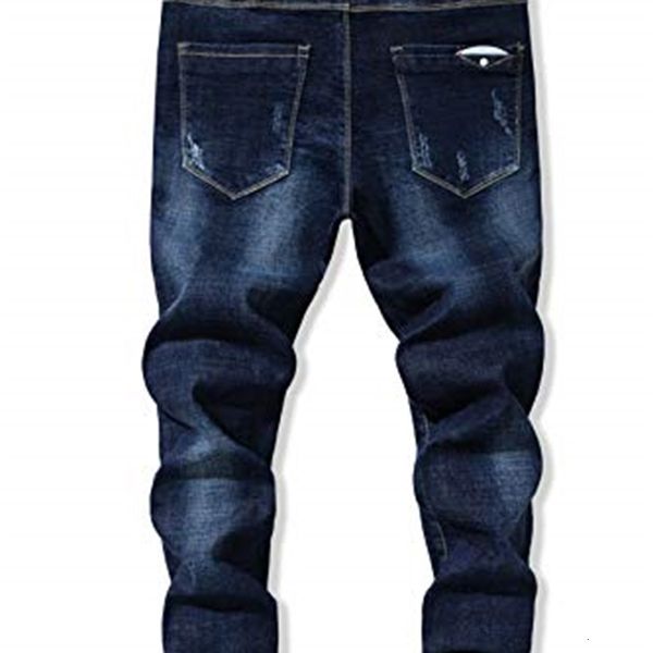 

heart yuxuan men's fashion casual stretch slim jeans, Blue