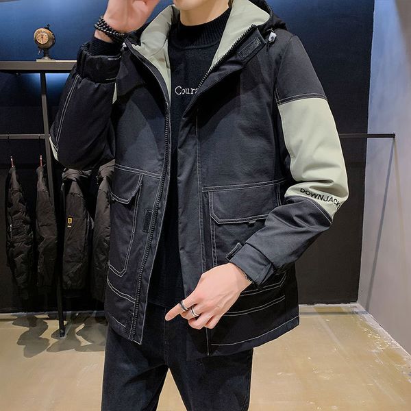 

winter work cloth hooded trend thickened warm white duck 90 down men's et, Black