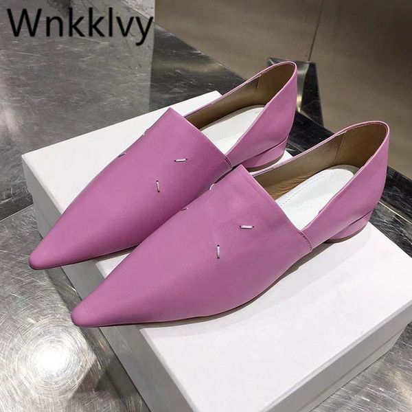 

dress shoes soft genuine leather low heel women pointes toe lazy loafers runway designer casual comfortable ladies mules, Black