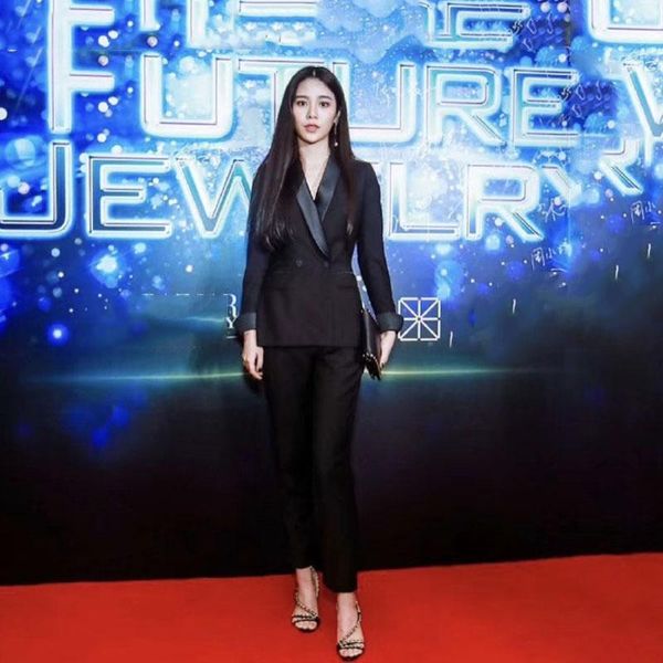 

small suit women's slim suits spring and autumn fashion business wear blazer set two piece pants, White