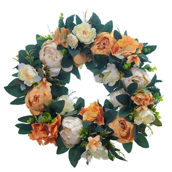 

peony flower wreath handmade artificial floral with eucalyptus leaves for front door decoration decorative flowers & wreaths
