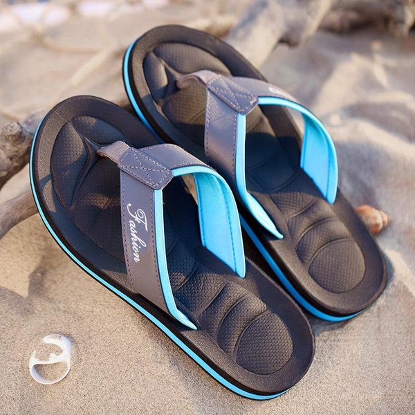 

rubber anti-skid flip flops for man waterproof casual outdoor beach slippersbreathable anti-odor male holiday shoes slippers, Black