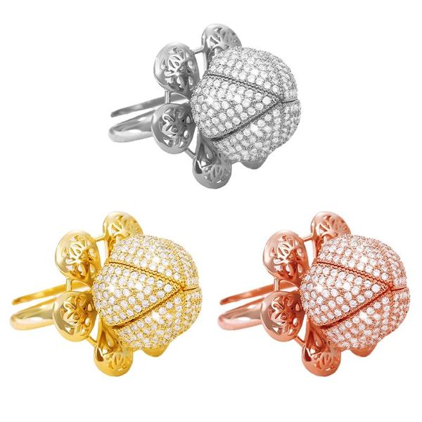 

hollow open and close bud ring geometric elegant female garland blooming flowers vintage rings for women wedding, Slivery;golden