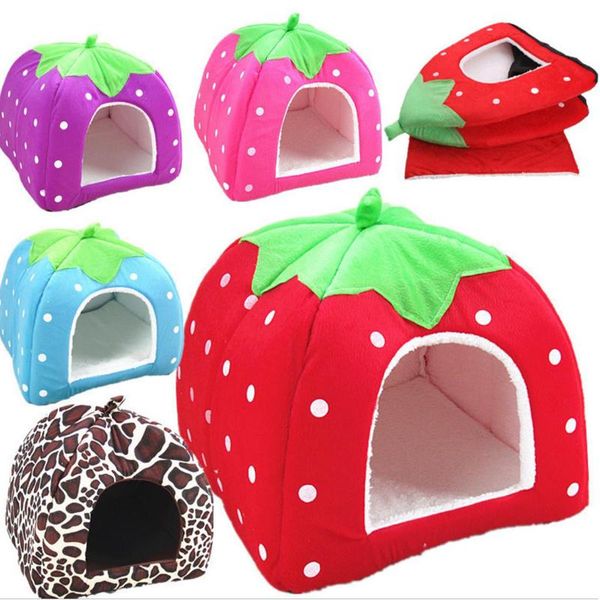 

cat beds & furniture qqqpet soft strawberry pet dog house comfortable kennel doggy bed foldable fashion cushion basket cute animal cave