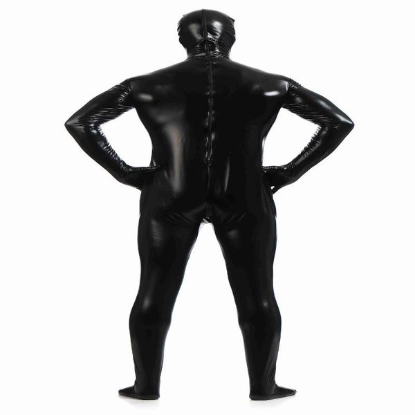 

catsuit costumes men's metallic shiny zentai full bodysuit back zipper costum made tights suits cosplay halloween, Black