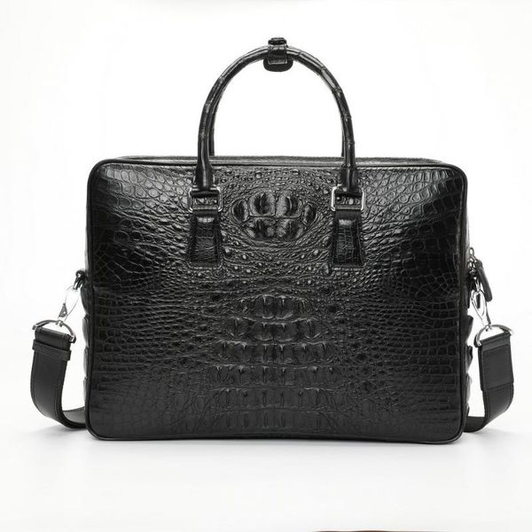 

briefcases siamese crocodile men's briefcase genuine messenger computer bag men leather business high grade shoulder straddle lapluxury