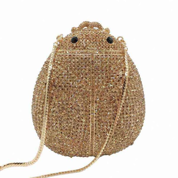 

cartoon animal diamond inlaid dinner bag beetle shaped hard box theme banquet handbag