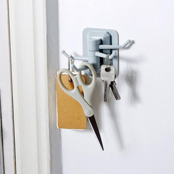 

hooks & rails 3pcs self adhesive wall rotation hanger for kitchen bathroom bedroom (blue)