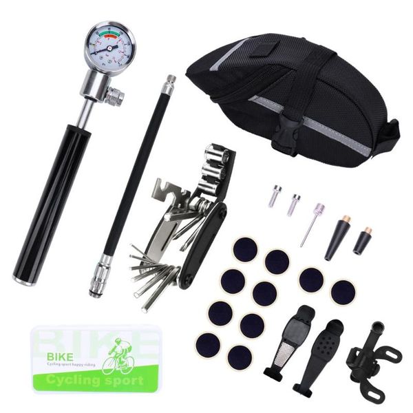

tools bicycle repair set portable bike tire kits mtb high pressure pump wrench screwdriver with waterproof bag