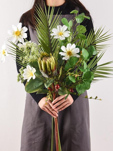 

artificial flower simulation bouquet long branch decoration living room desklight luxury silk eucalyptu table flowers decorative & wreat