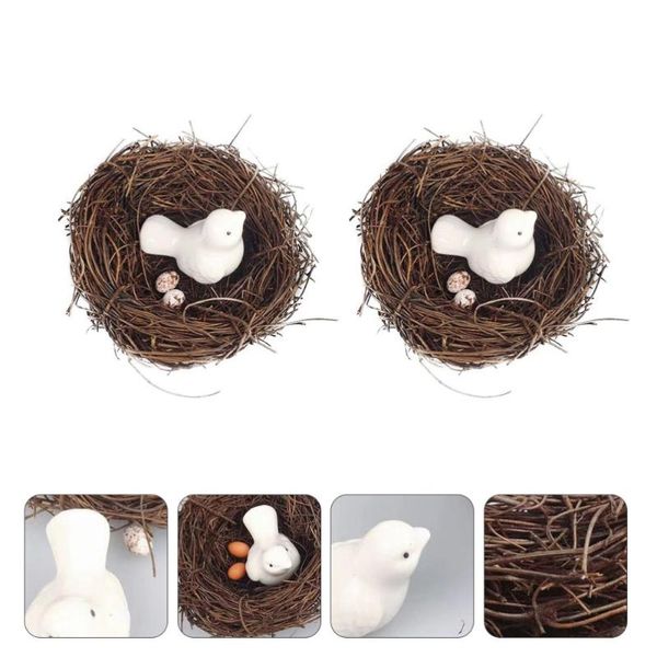 

bird cages 2 sets household decorative nest creative decor (random color)