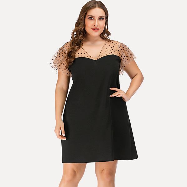 

women's plus size hy863003# solid color hollow out short sleeve large