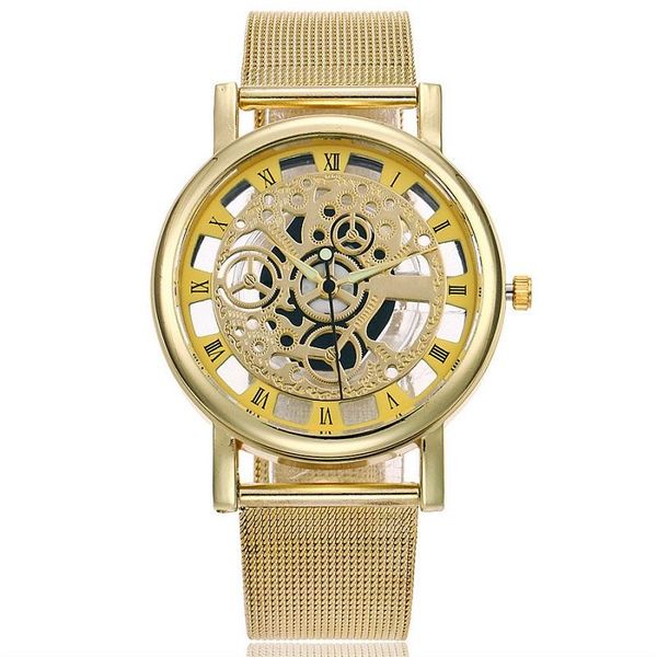 

wristwatches 2021 luxury skeleton watch men women wrist fashion homme gold of steel mesh see, Slivery;brown