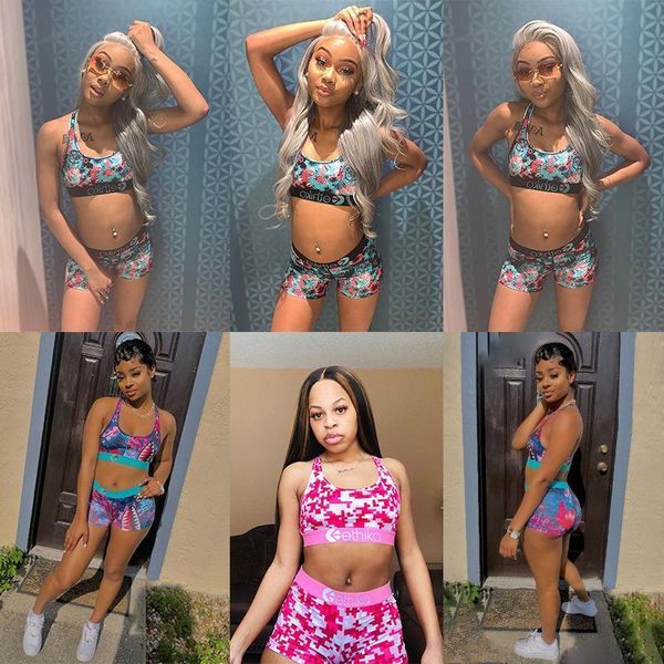 

pink deep v neck womens tracksuits sleeveless ethika crop and short pieces set tight club party lady fashion, Gray