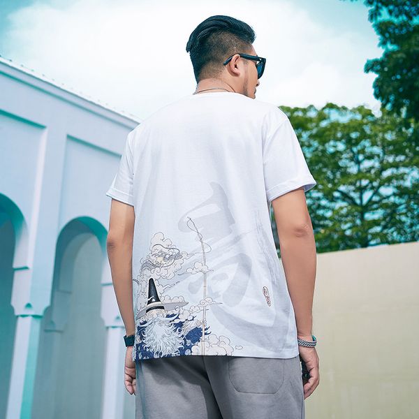 

tees,polos plus-size fashion man 2023120 | national men's 300 kg fat 2021 summer journal of style printed t-shirt loose short sleeve
