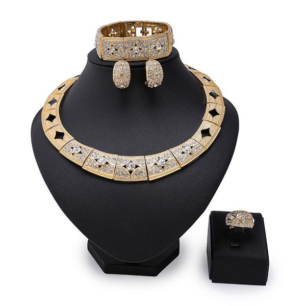 

earrings & necklace exquisite 2021 high fashion big pendant earring bracelet ring dubai gold jewelry for women party wedding, Silver