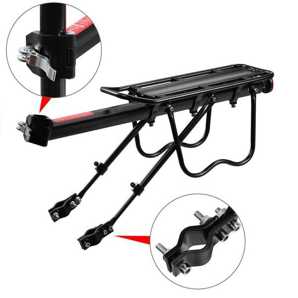

bike frames bicycle alloy rear rack cargo carrier universal mount(black)