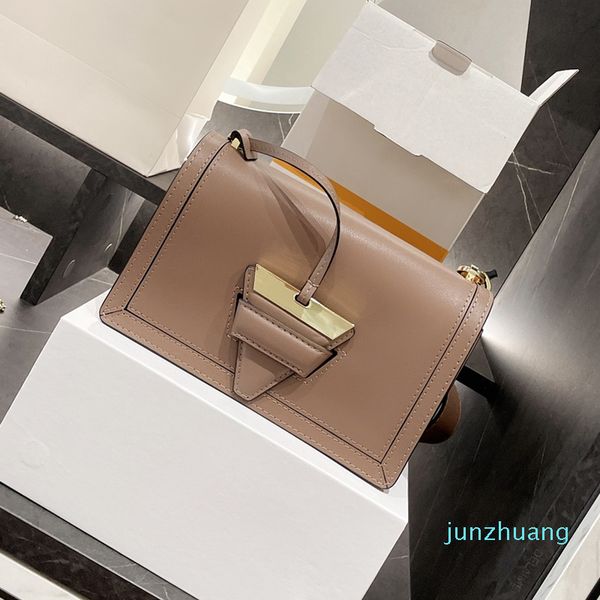 

designer- women glossy box calf bag luxurys bags triangular buckle shoulder handbags cowhide genuine leather bags
