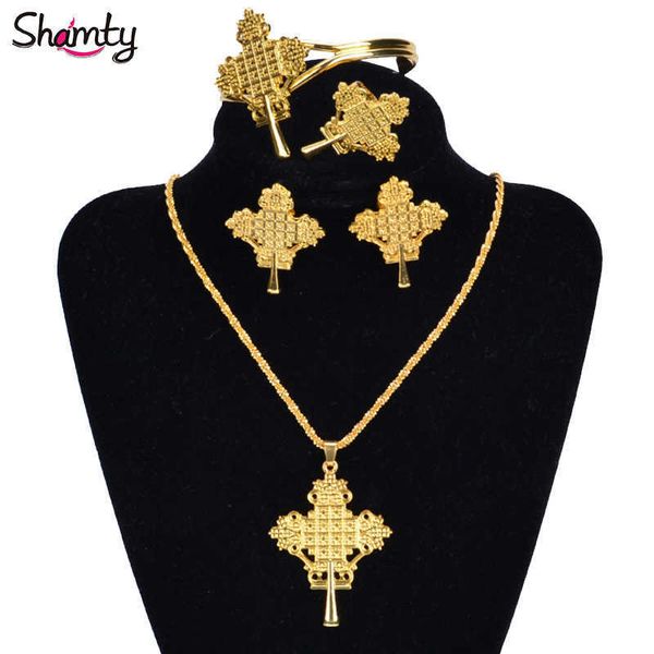 

shamty trendy african pure gold color sets jewelry ethiopian bridal sets nigeria sudan eritrea kenya habasha style a30018 h1022, Silver