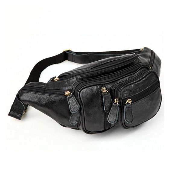 

waist bags large genuine leather bag men travel fanny packs male belt bum men's phone pouch