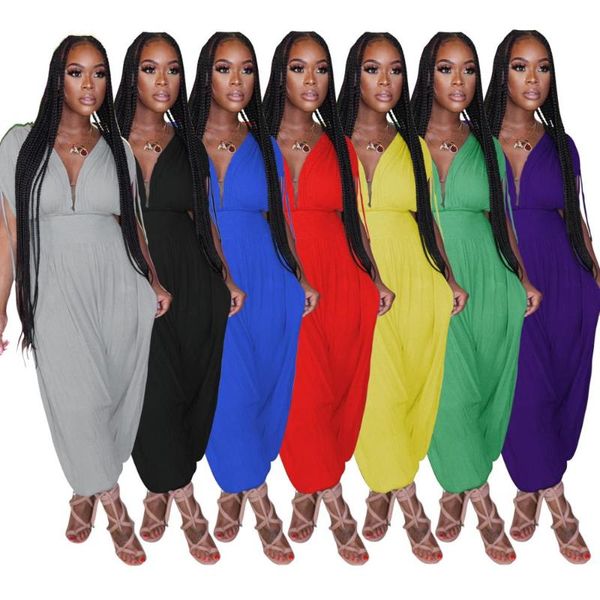 

women's jumpsuits & rompers sporty womens jumpsuit deep v neck short sleeve baggy bodysuits casual solid pockets one piece overalls, Black;white