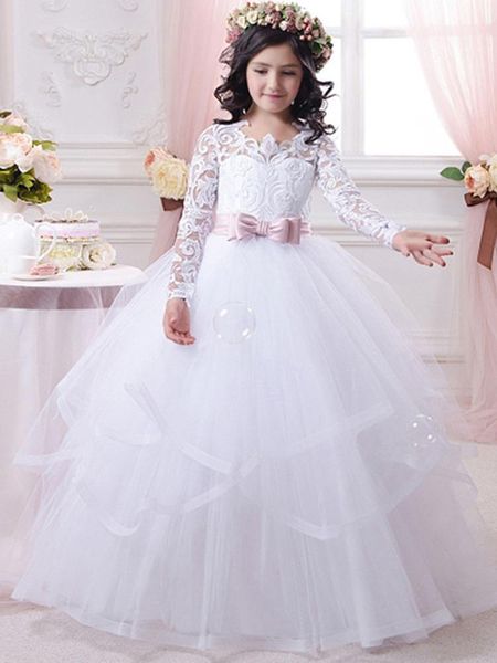 

girl's dresses tulle pretty flower girl soft lace baby infant dress kids formal wear, Red;yellow